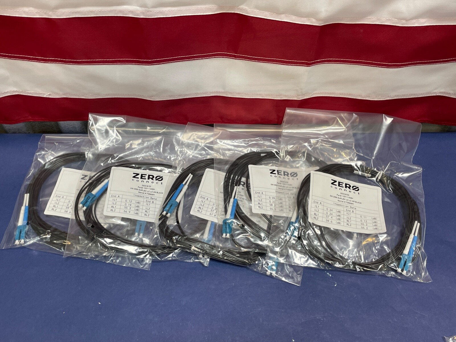 QTY 5 LC to LC 2mm 4M Singlemode Duplex 9/125 Fiber Op Jumper Patch Cable Black