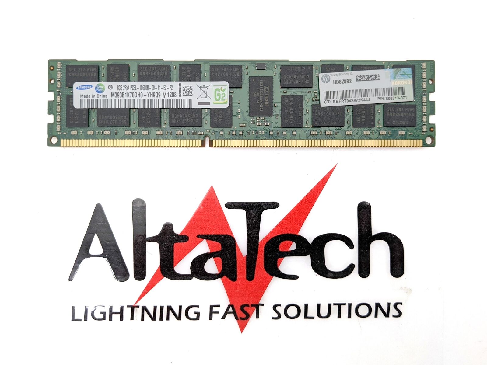 HP 8GB Reg. ECC PC3L-10600R LV Memory 605313-071 RAM 2Rx4 DDR3-1333, Tested