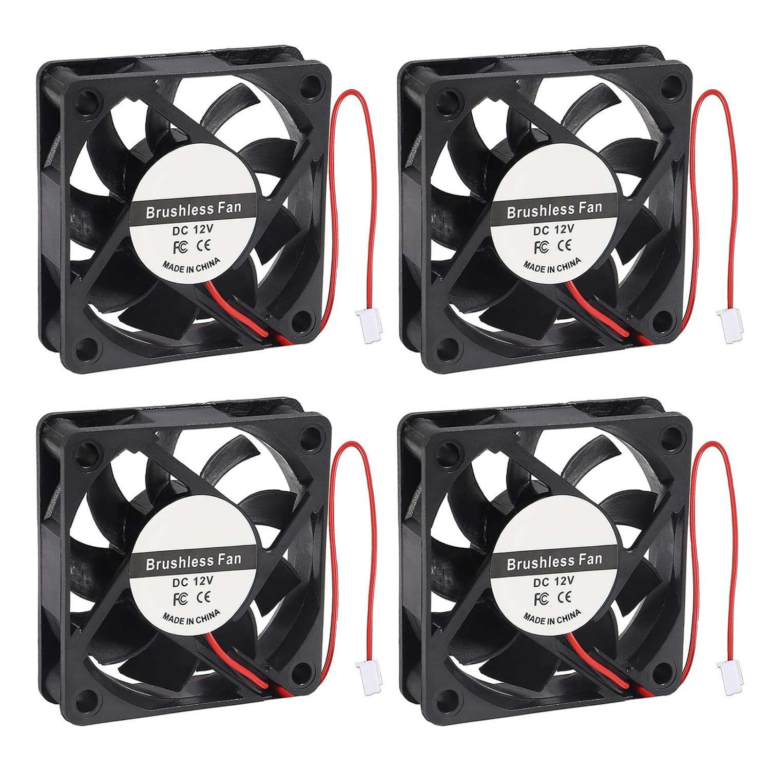 4PCS 6010 DC 12V Brushless Cooling Fan 60X60X10Mm Quiet 60Mm 2Pin for Computer