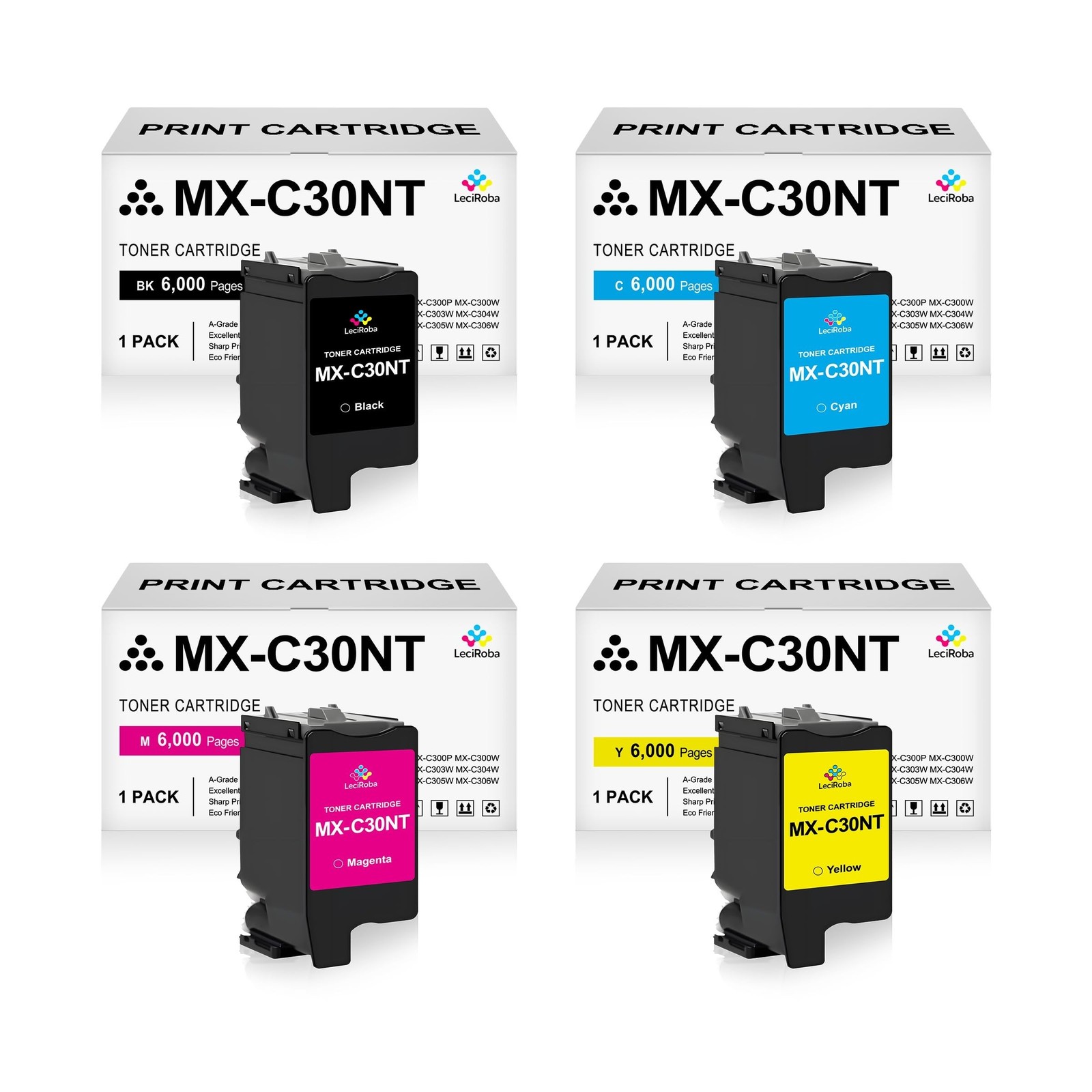 LeciRoba Toner Cartridges Replacement for Sharp MX-C30 MX-C30NT MXC30NT MXC30...