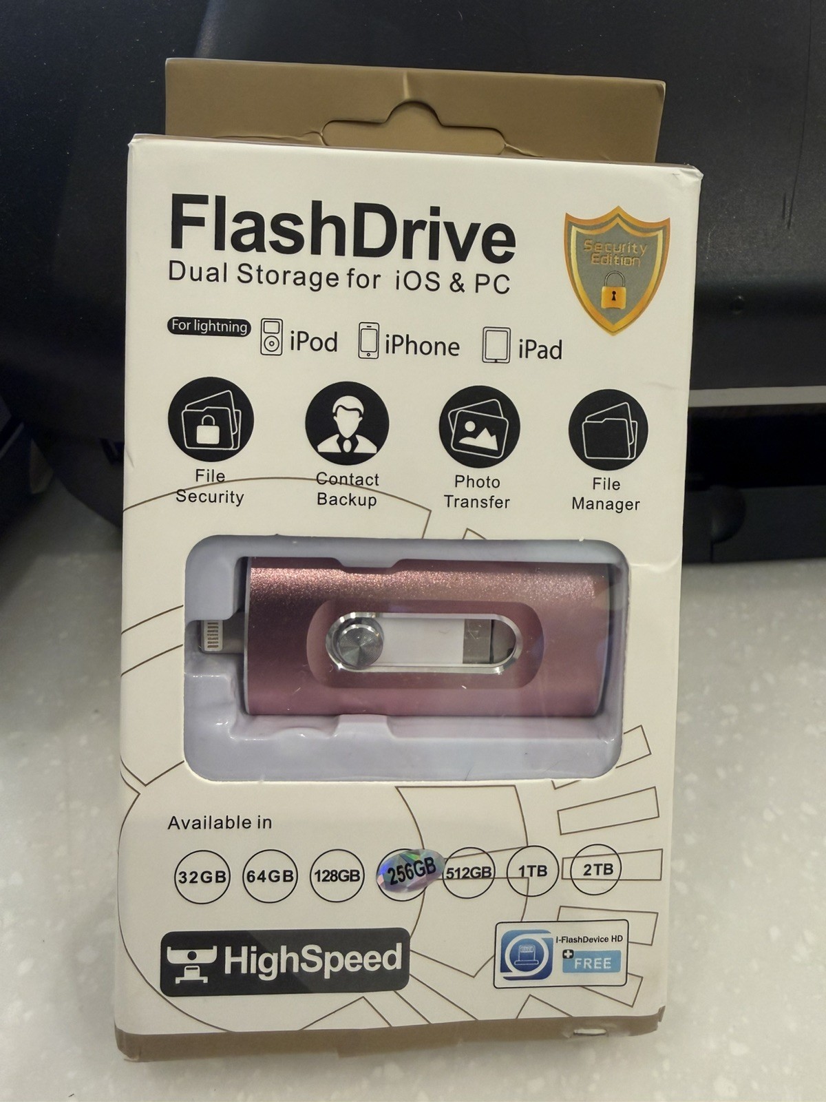 256GB USB Flash Drive 3.0 Dual Storage for iOS & PC New Open Box Pink/Rose Gold