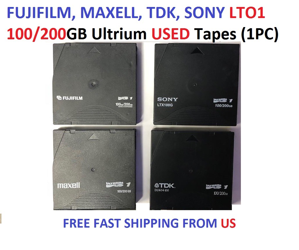 FUJIFILM, MAXELL, TDK, SONY LTO1 100/200GB Ultrium USED Tapes