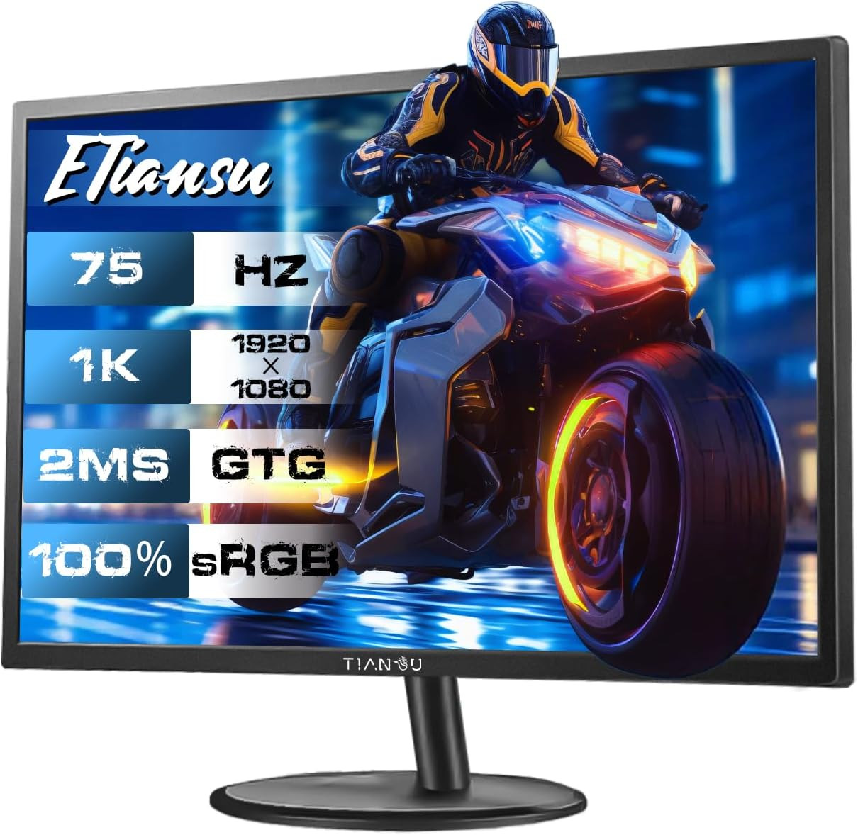 22Inch Fhd(1920X1080) Computer Monitor,75Hz IPS,AMD Freesync 100% Srgb,90% Dci-P