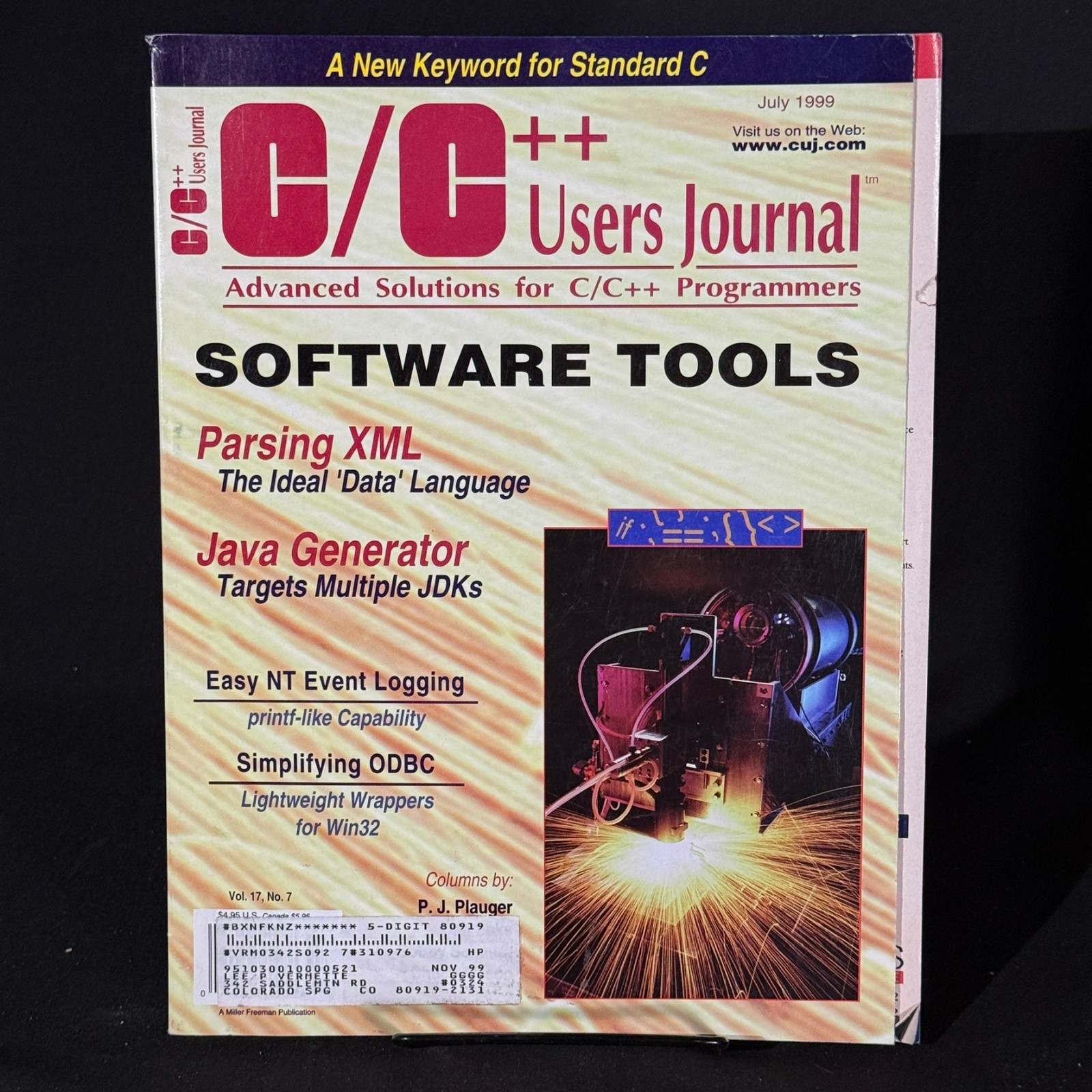 C/C++ Users Journal July 1999 Software Tools XML Java Programming Vintage Tech