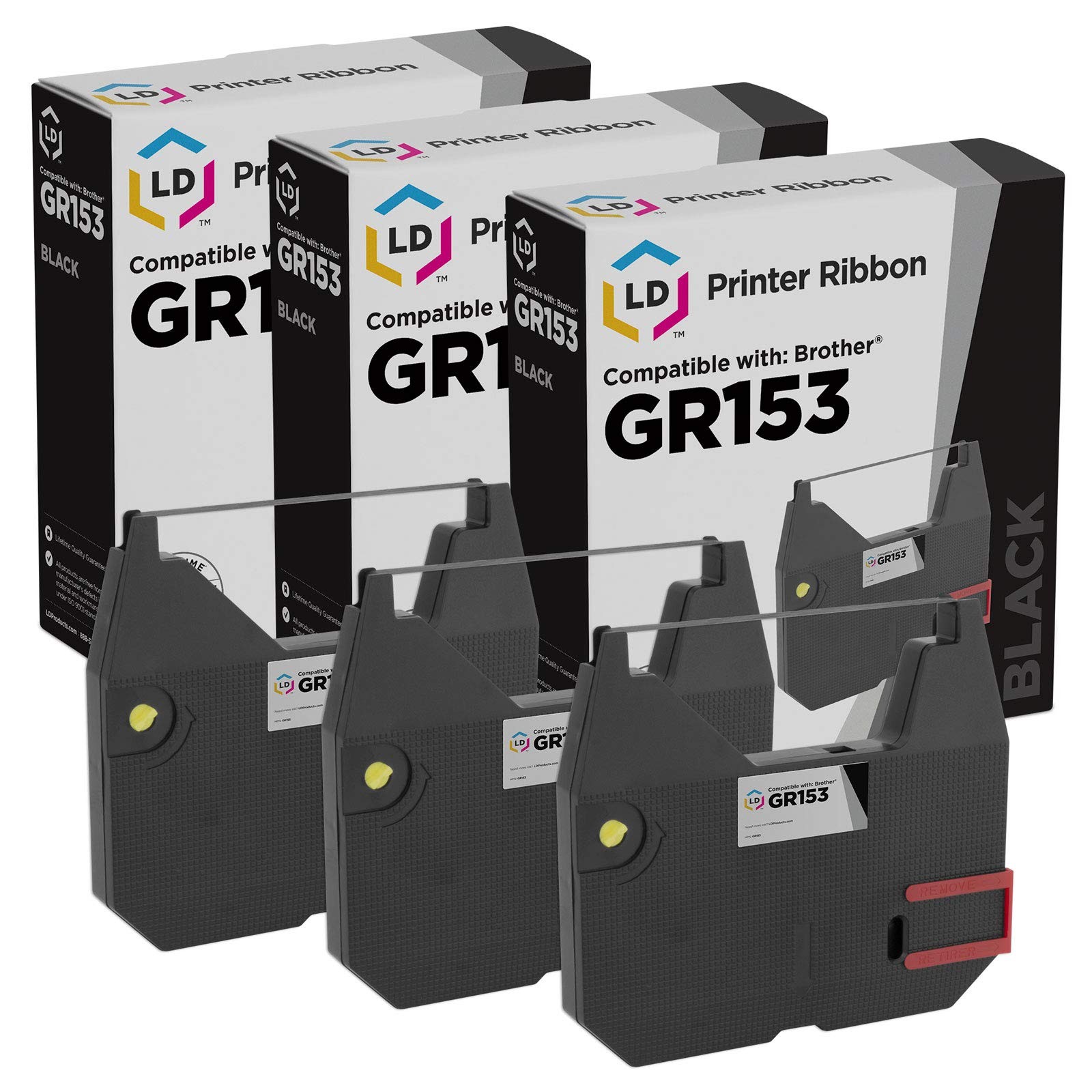 LD Compatible 1030 Set of 3 Black Printer Ribbon Cartridge for Brother AX15 AX10