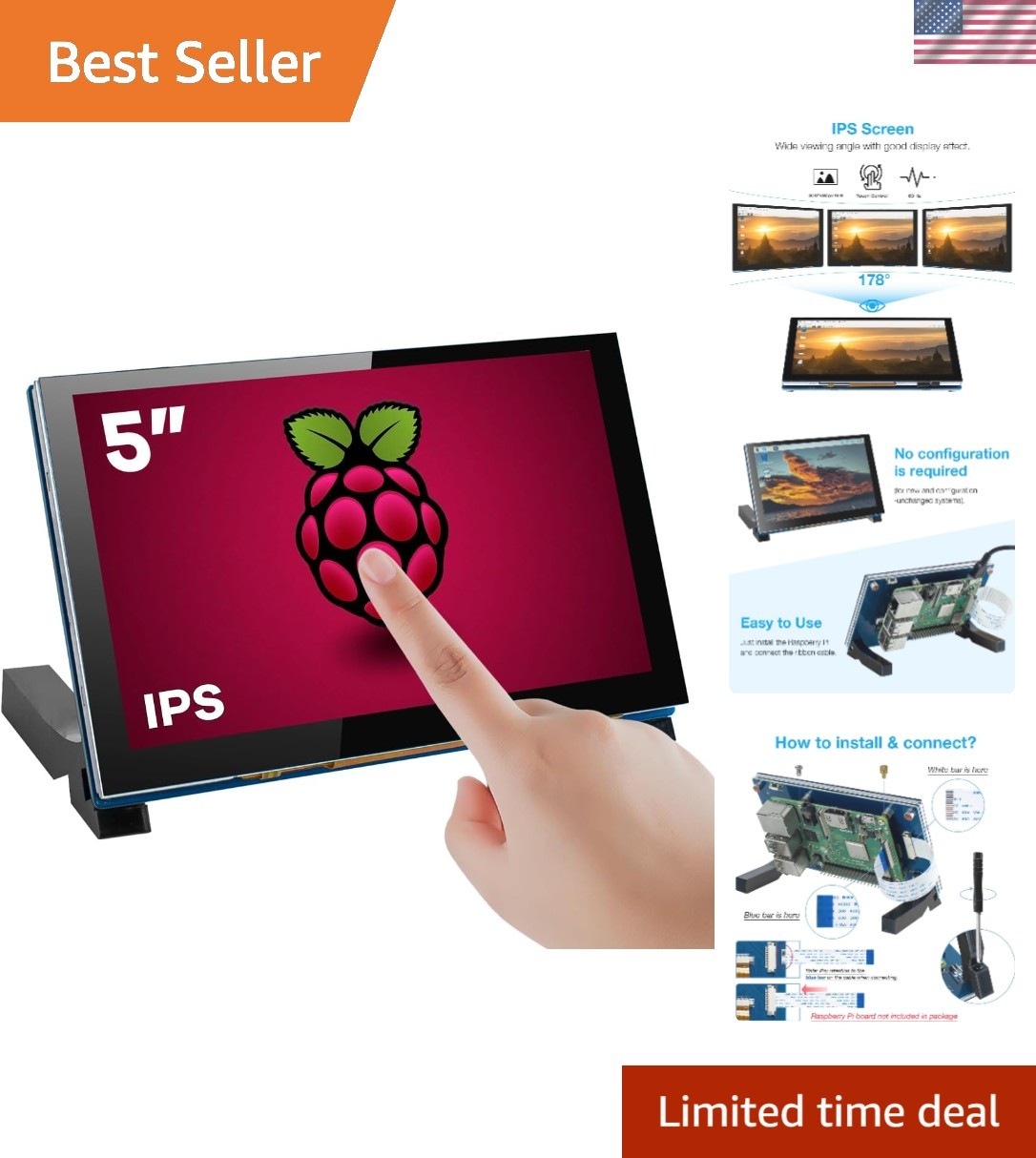 5 Inch Touchscreen IPS MIPI DSI Display Compatible with Raspberry Pi 5/4/3, 8...