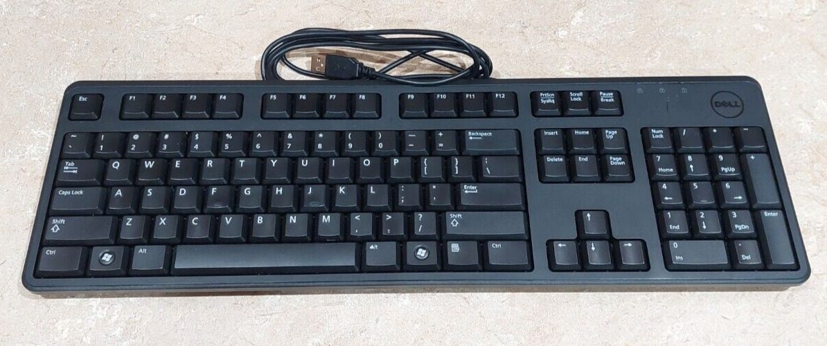 Dell Slim USB Keyboard Black US QWERTY Wired KB212-B 05P02F 5P02F KB4021 TESTED