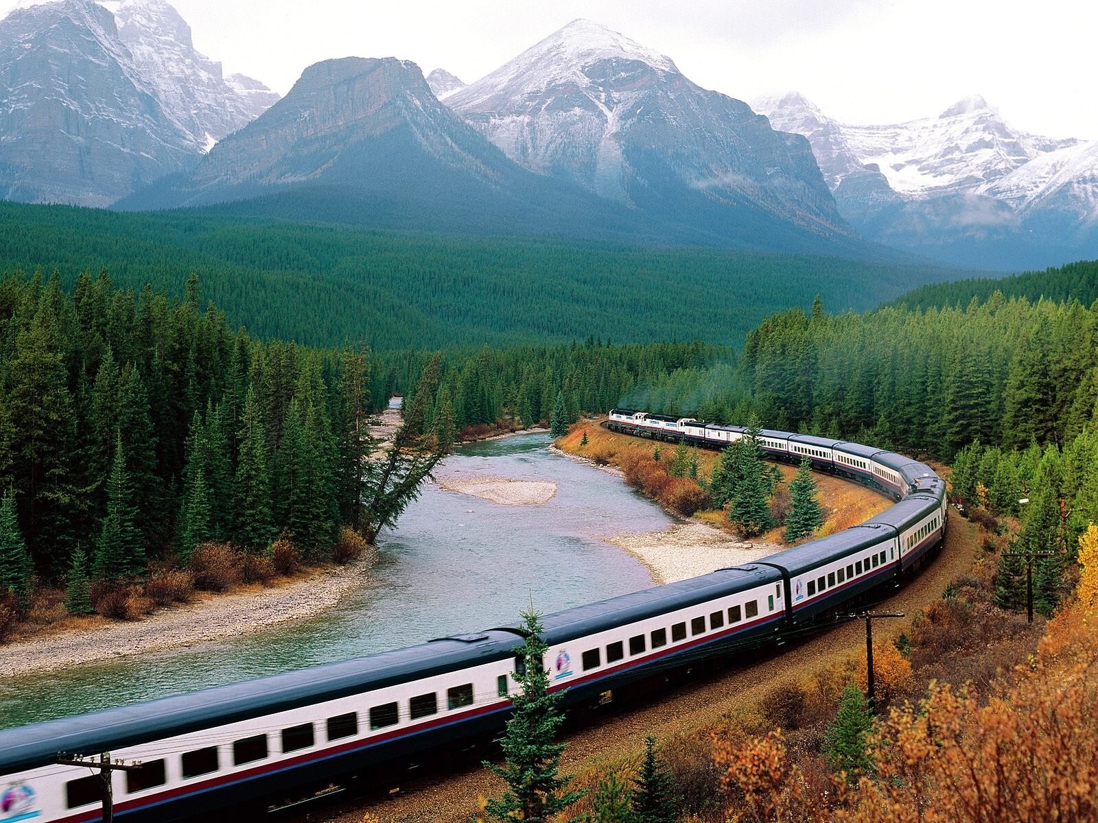 Landscape nature train railway mountains snow trees Custom Gaming Mat Desk
