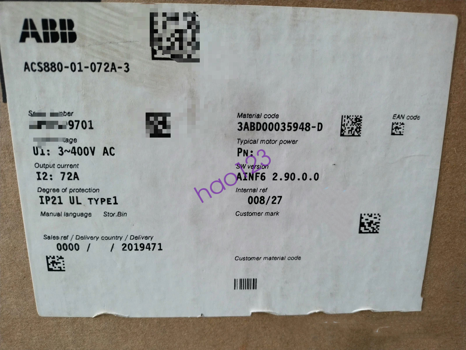 ABB ACS880-01-072A-3ABB Inverter Brand NEW DHL/FedEx