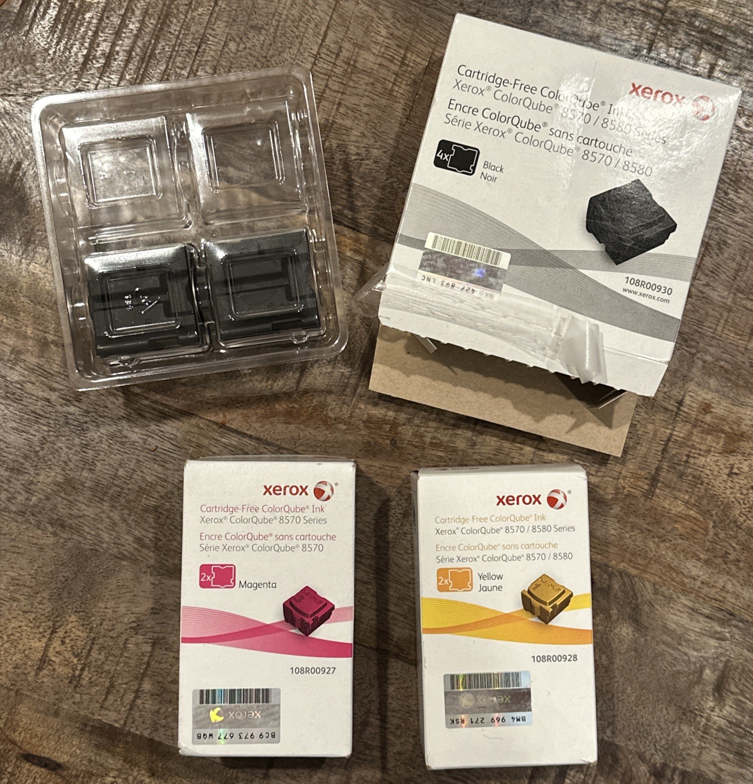 Xerox ColorQube 8570 8580 Solid Ink Lot - Black 108R00930 + Boxes Yellow Magenta