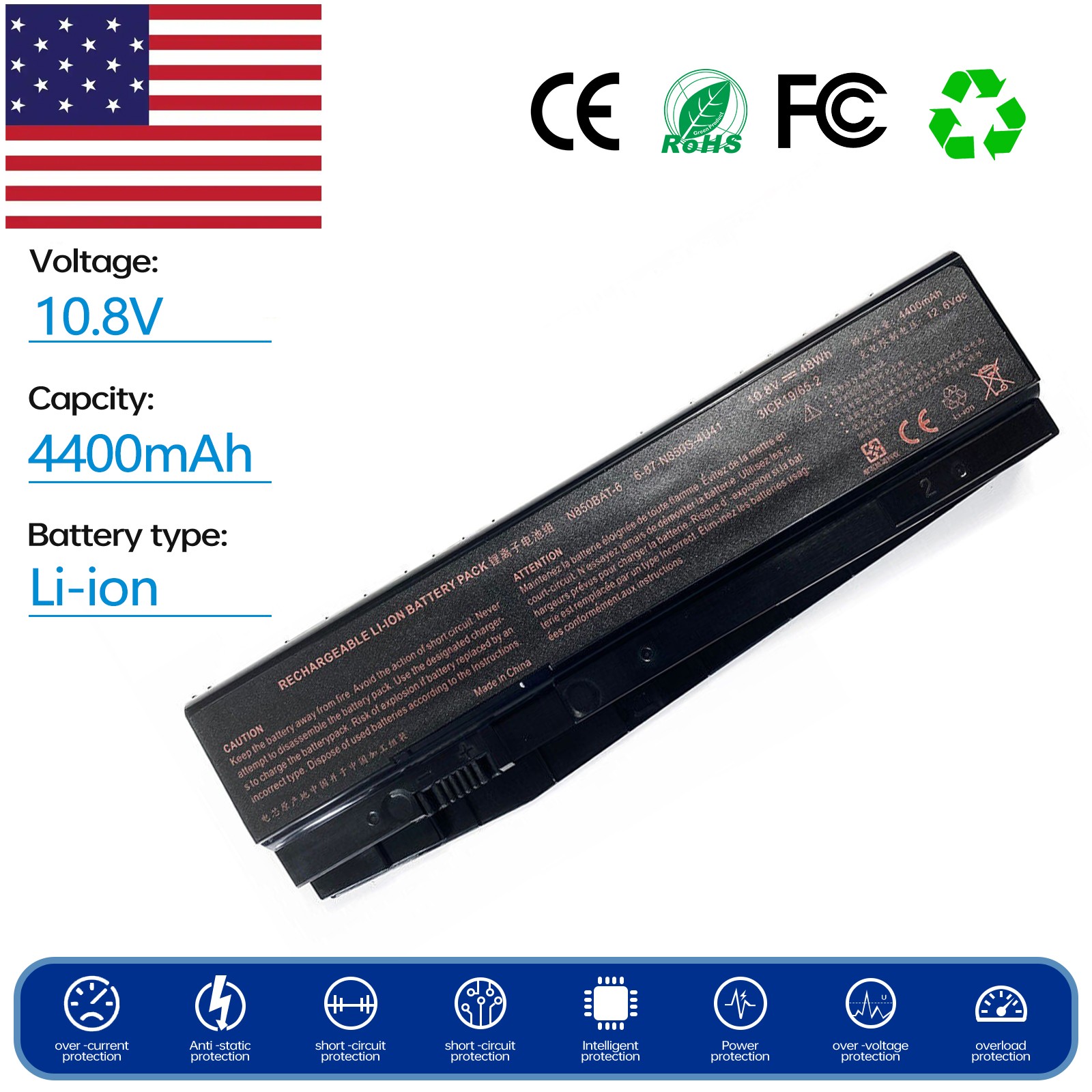 Battery for Clevo 6-87-N850S-6U71 3ICR19/65-2 BNA-WB-L15929 Z7M-KP7DC