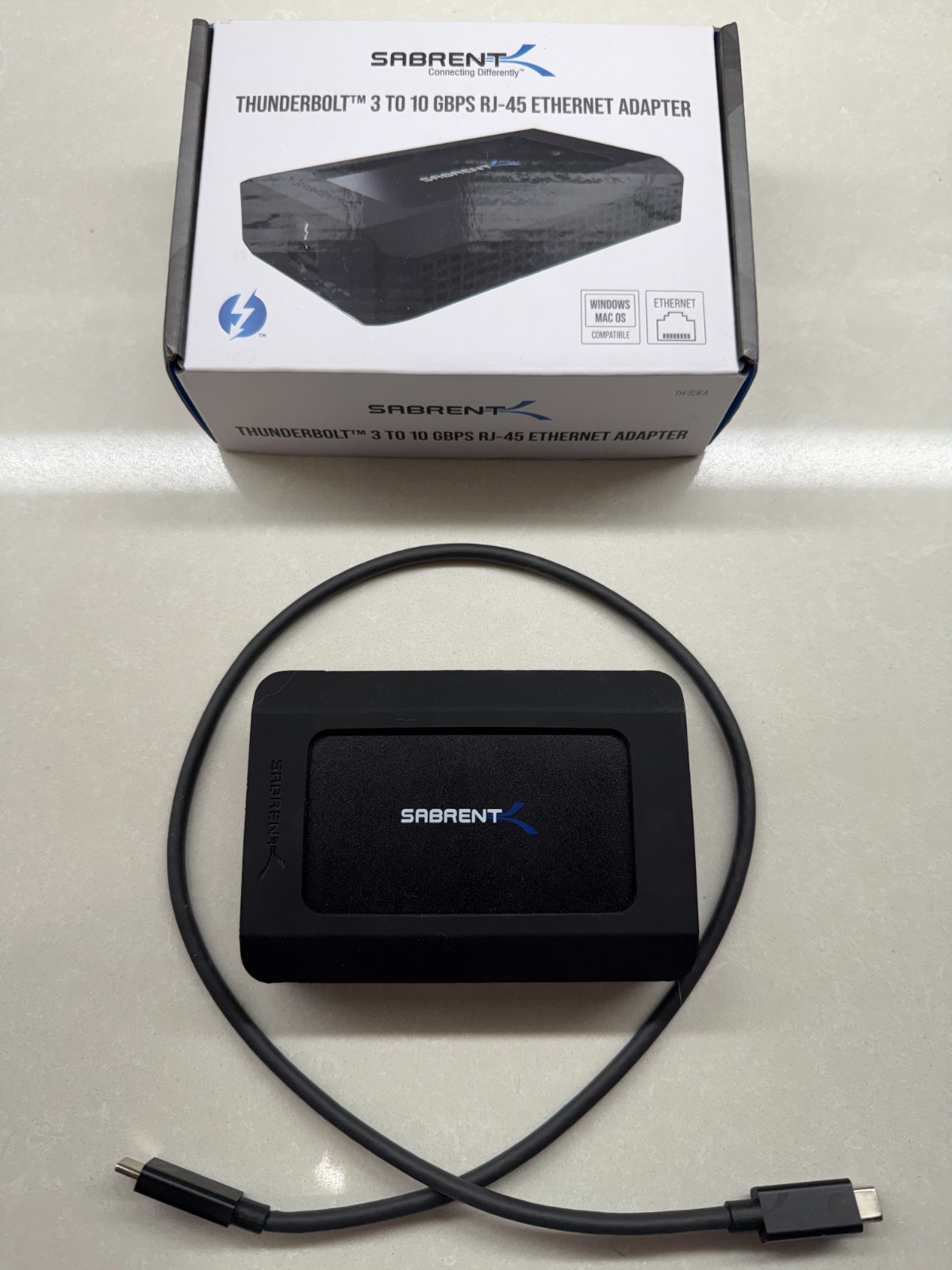 Sabrent TH-S3EA Thunderbolt 3 to 10GbE RJ45 Ethernet Adapter Open Box Complete