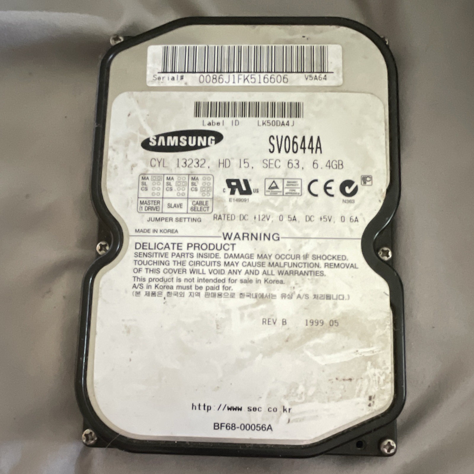 Samsung SpinPoint SV0644A 6.4GB 3.5" IDE 5400RPM 512KB Internal HDD Auto On/Off