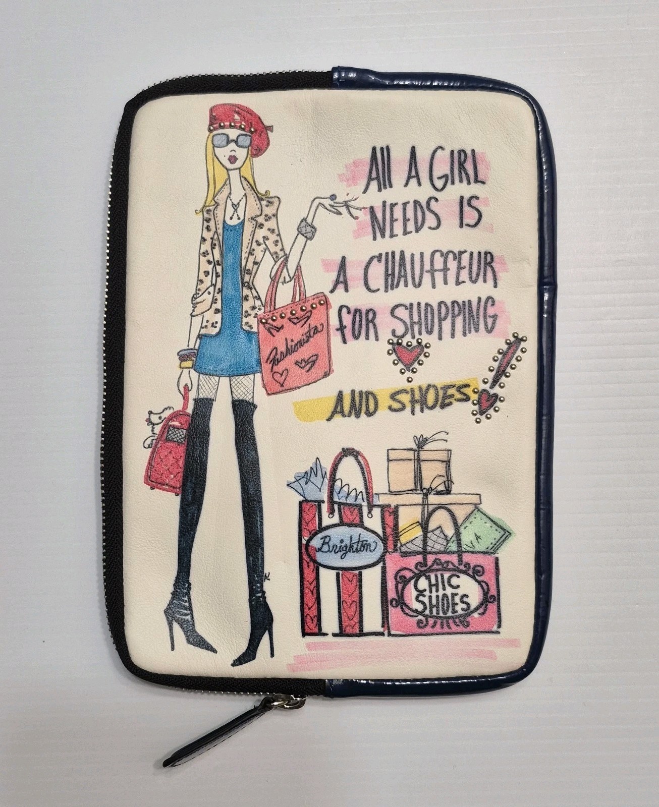 Brighton iPad Tablet E-Reader Case Folio Leather Nylon Padded 8x6 Fashionista 