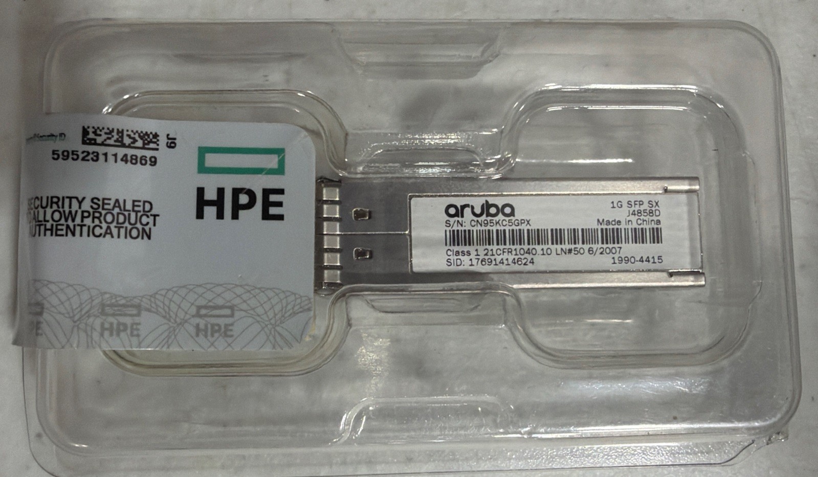 J4858D I Genuine HPE Aruba 1G SFP LC SX 500M OM2 MMF 1990-4415 - New