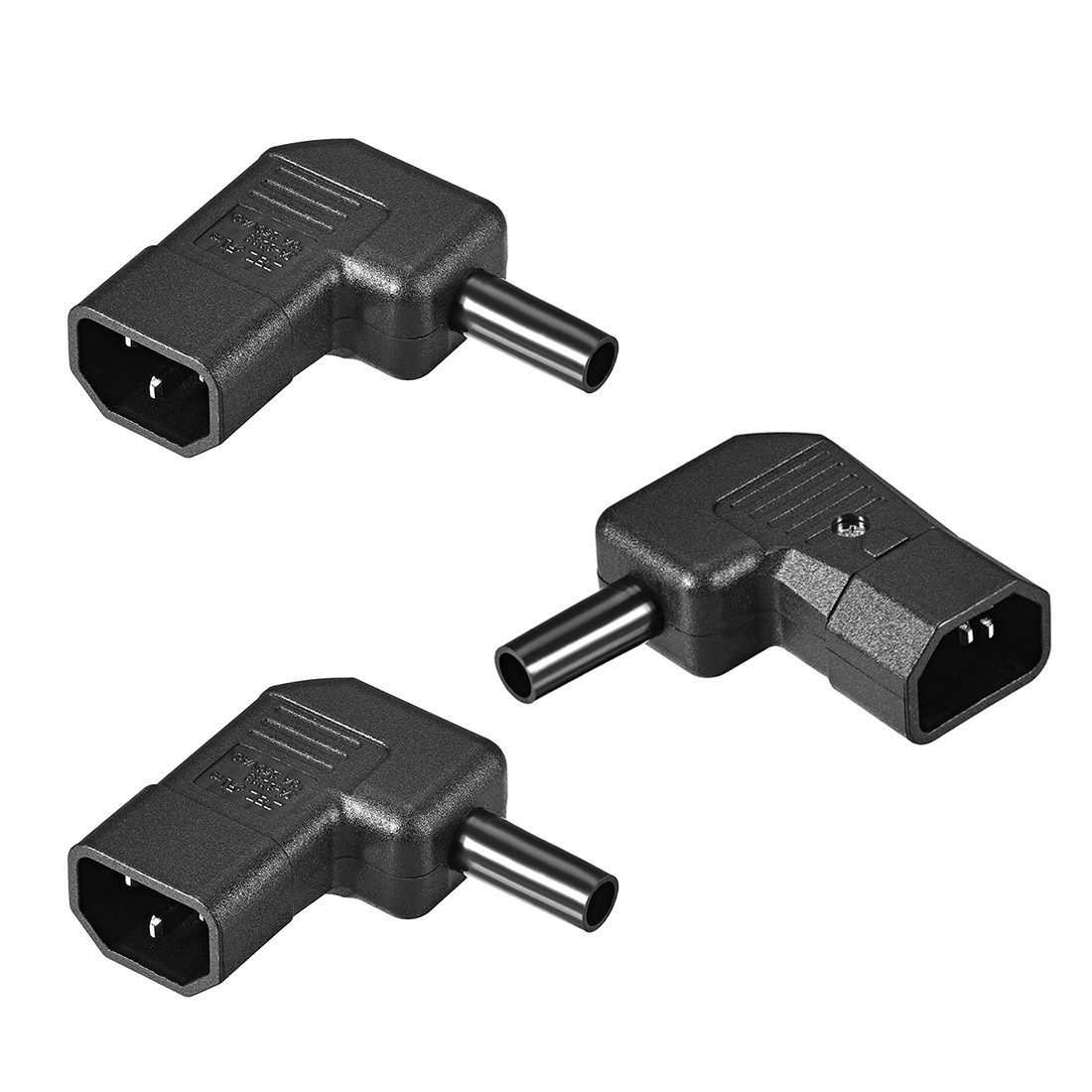 AC110-250V 10A Male IEC320 C14 Power Socket Adapter Receptacle Right Angle 3 Pcs