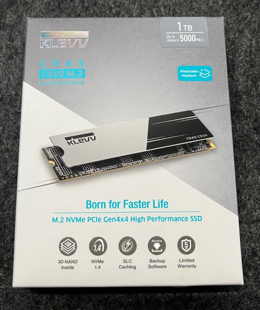 KLEVV CRAS C910 1TB NVMe M.2 PCIe 4.0 SSD 5000MB/s Heatsink Gen4
