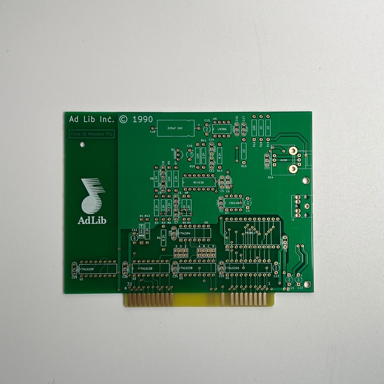 Adlib ISA Sound Card Clone PCB by Monotech PCB ONLY Gold Plated (ENIG)
