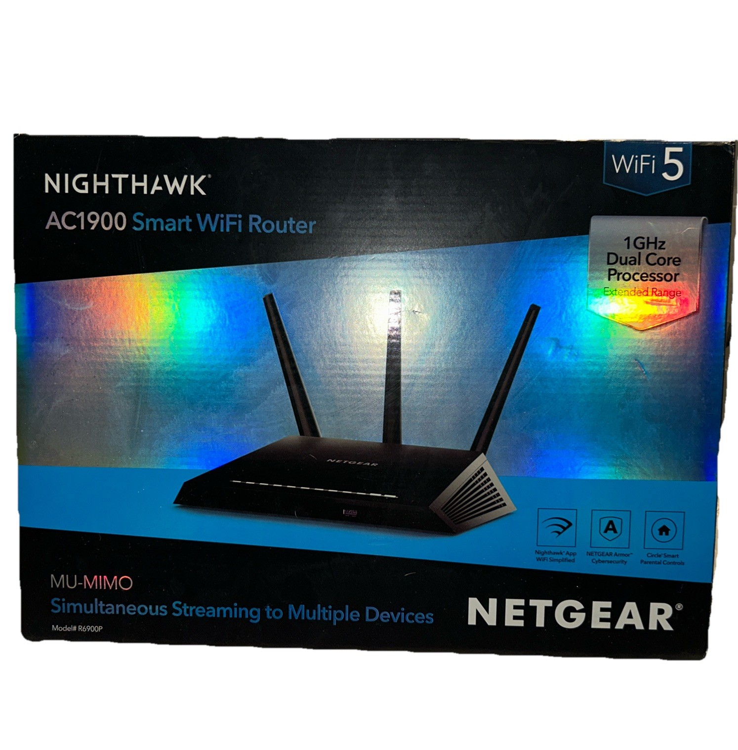 NIGHTHAWK AC1900 Smart WIFI Router MU-MIMO NETGEAR Black Model #R6900P
