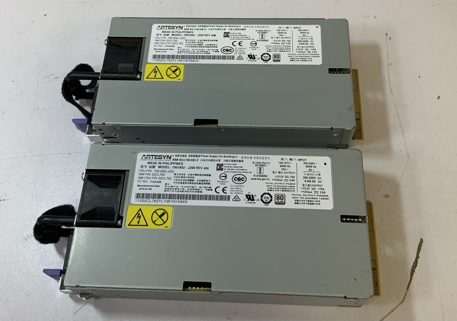 (Lot of 2) Artesyn 7001692-J200 REV AN 1400W 80 Plus Platinum Power Supply "K"