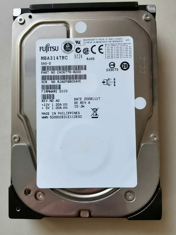 Used Fujitsu 147GB 3.5" 15K Workstation SAS HDD MBA3147RC CA06778-B200