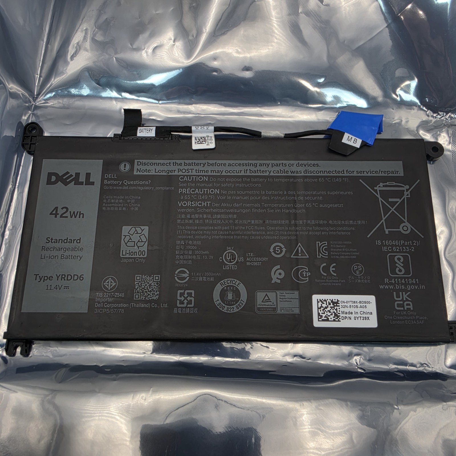 Lot of 3 Dell YRDD6 42Wh 11.4V OEM Laptop Batteries OYT39X For Parts Repair