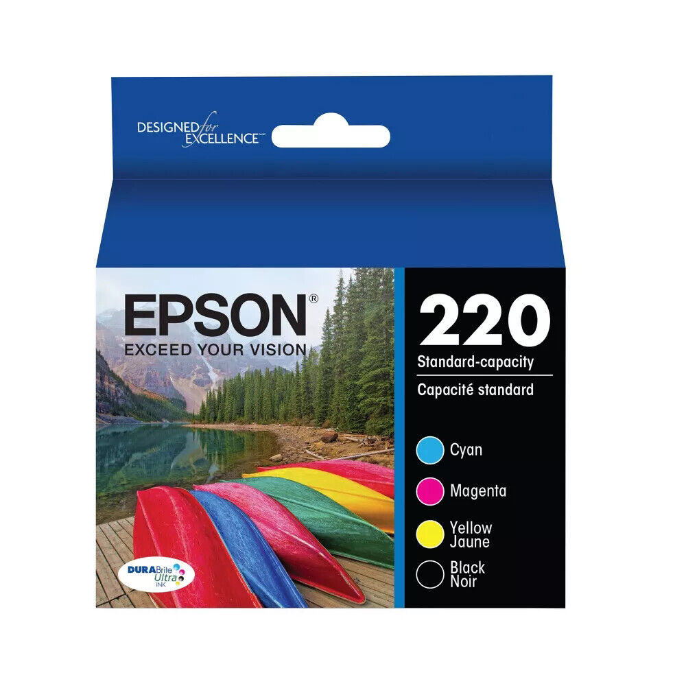 Epson 220 Single, 2pk, 3pk and 4pk cartridges in black, Cyan, magenta, yellow