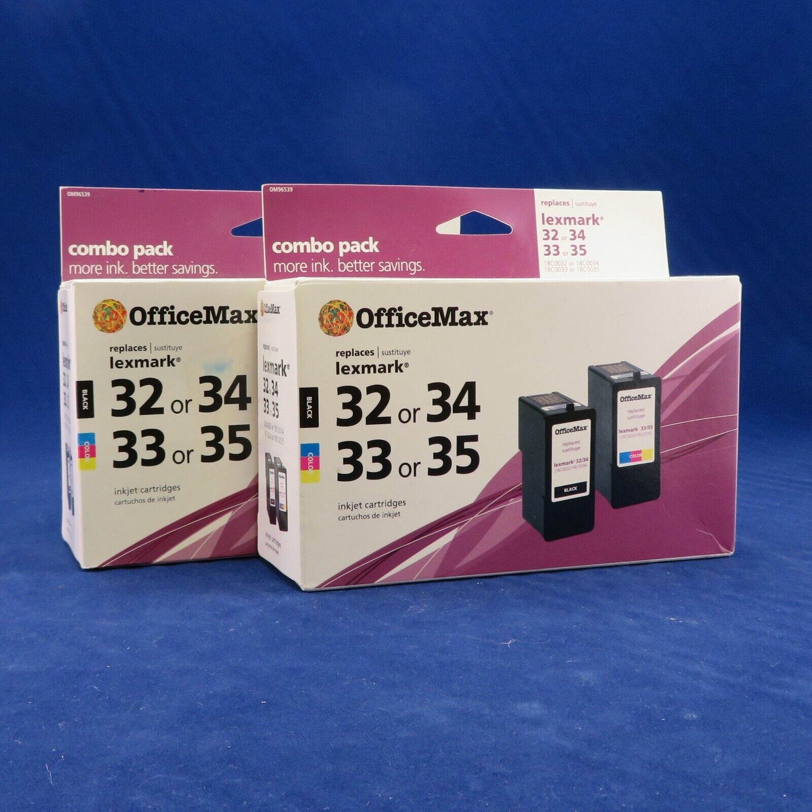 2 - Office Max Replaces Lexmark Ink Cartridges Black 32 or 33 color 33 or 35 NOS