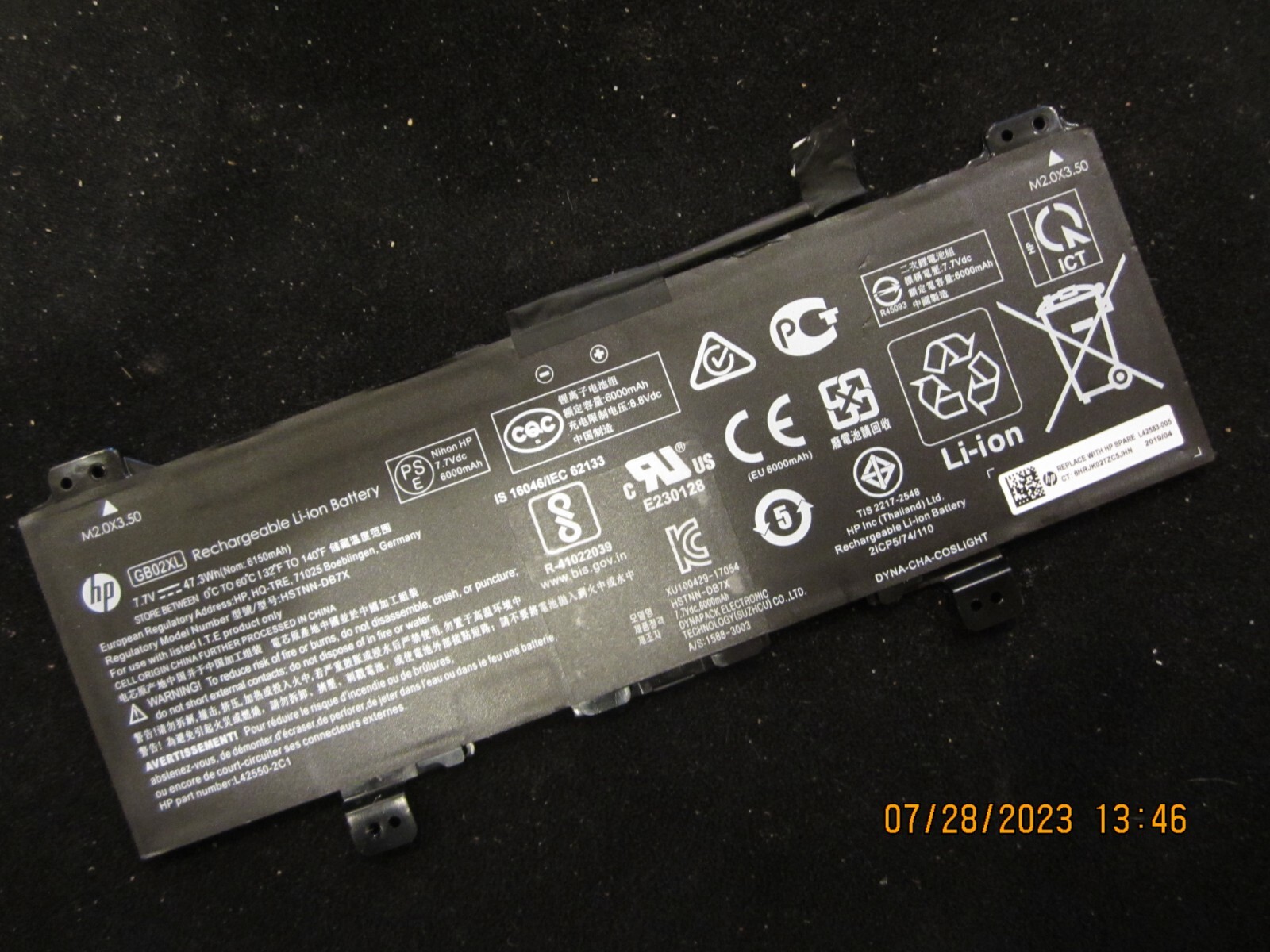 L42583-005 GB02XL GENUINE HP BATTERY 8.8V 47.3WH 14-DB 14-DB0023DX 6600mAh