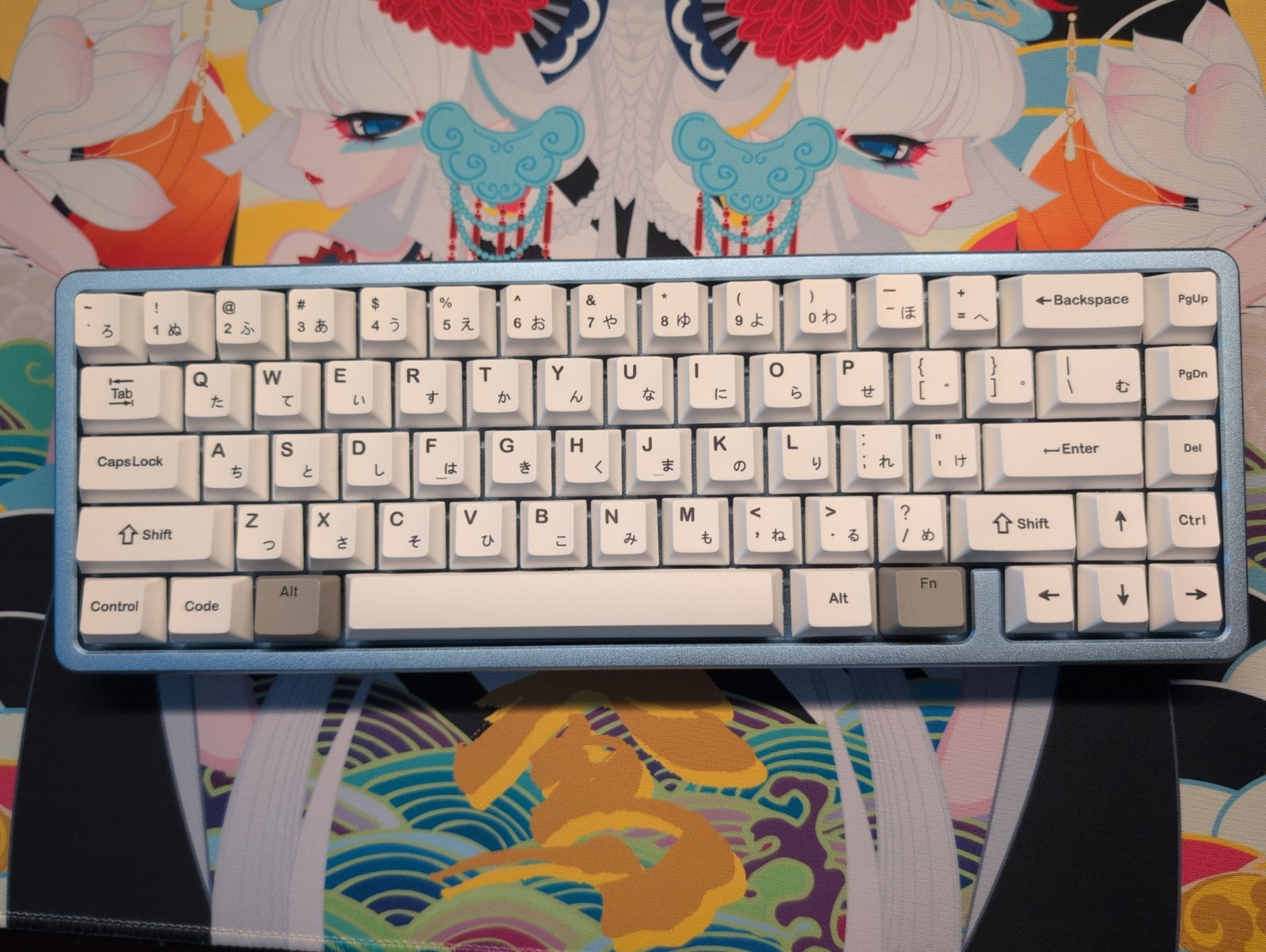 Drop ALT High Profile BLUE Keyboard custom modded, japanese keycaps fully built