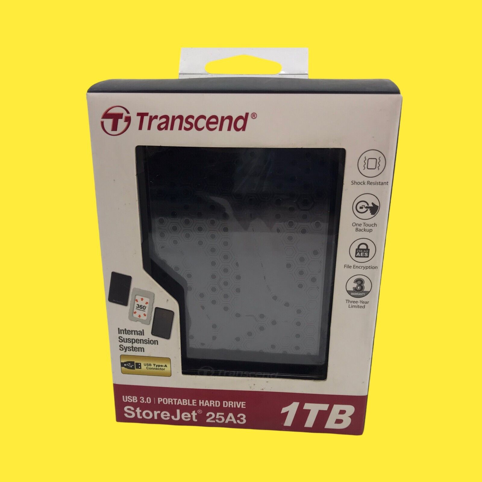 Transcend StoreJet 1TB USB 3.0 Portable External Hard Drive HDD #3180 z43 b4