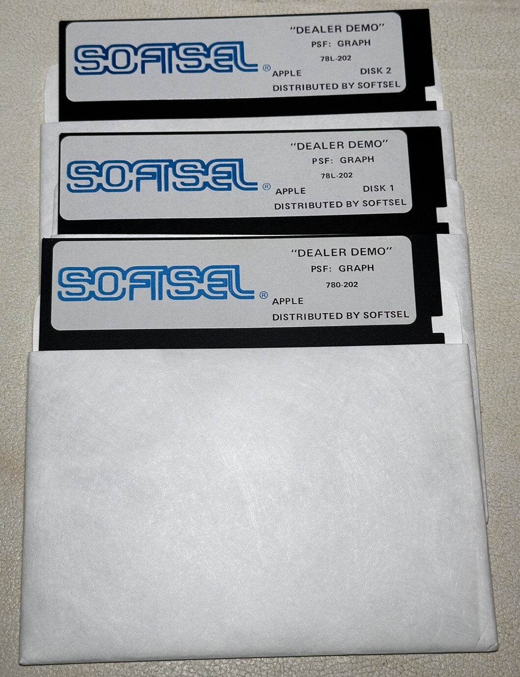 Apple Softsel Dealer Demo PSF: Graph 78L-202 3 Disk Set 5.25” Floppy Rare Vtg