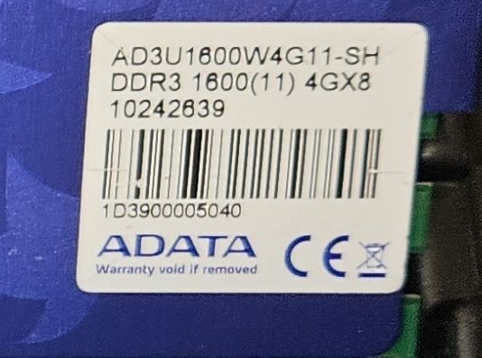 A-Data Technology PC3-12800 4 GB DIMM 1600 MHz DDR3 SDRAM Memory...
