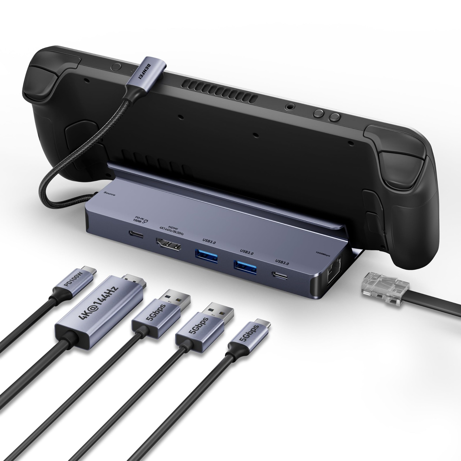 BENFEI 4K 144Hz Steam Deck Docking Station 6-in-1 USB C Hub