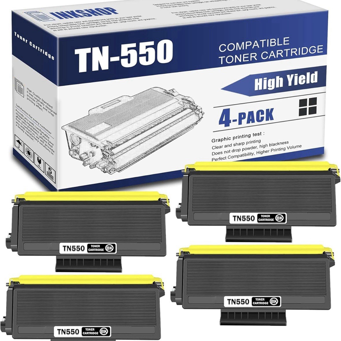 2Pk TCT Prem TN550 TN580 Black Jumbo for Brother MFC 8460N Compatible Toner