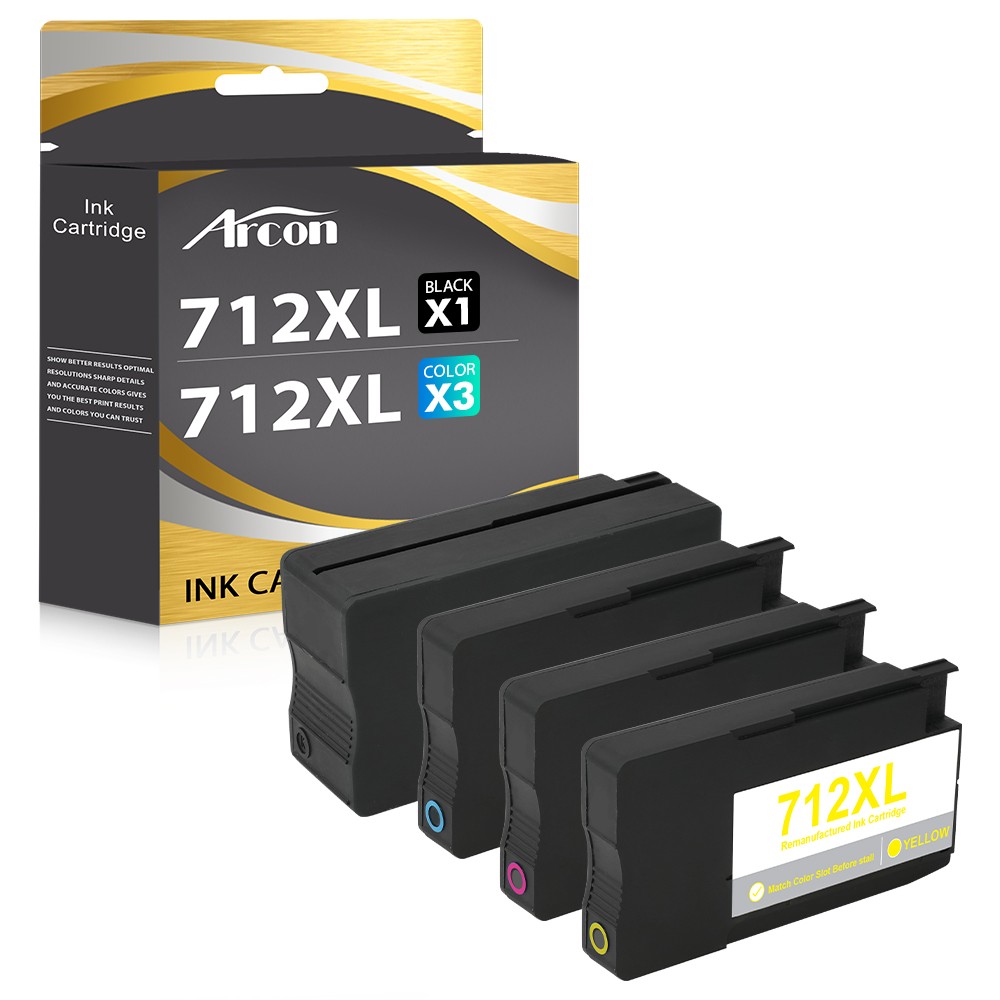 712XL Ink Cartridges Compatible Replacement for HP 712XL 712 Ink Cartridges 4pk