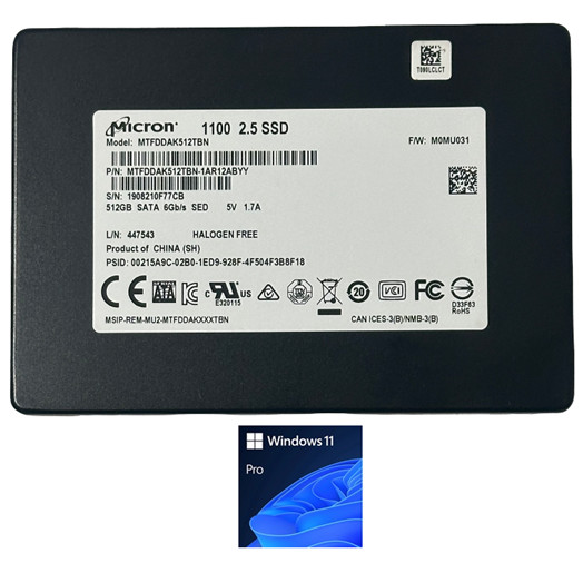512GB Micron MTFDDAK512TBN 2.5" SSD with Windows 11 Pro for Dell Lenovo HP Acer