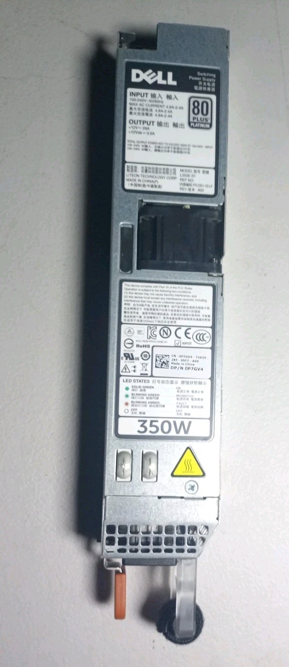 Dell Power Edge L350E-S1 PE R420 R320 350 Watt Hot Swappable Plug Power Supply