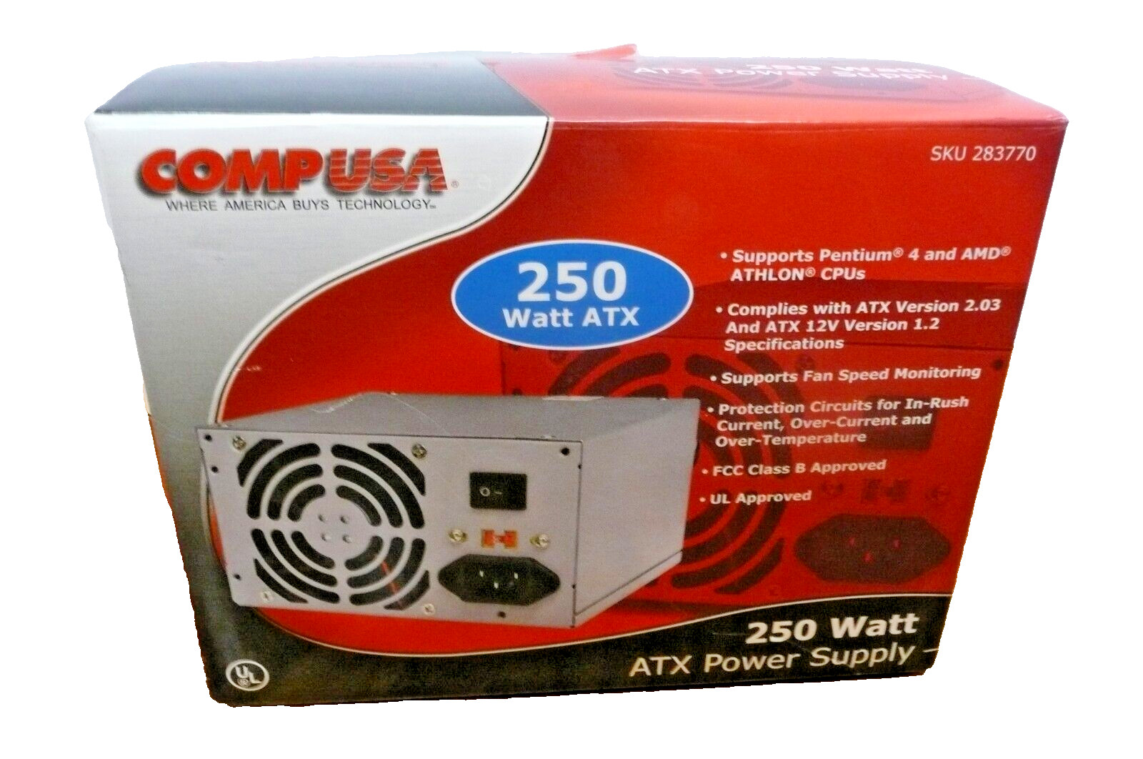 (2) Comp USA Computer Power Supply 250 W ATX 120/240V CPU AMD Pentium 4 Athlon