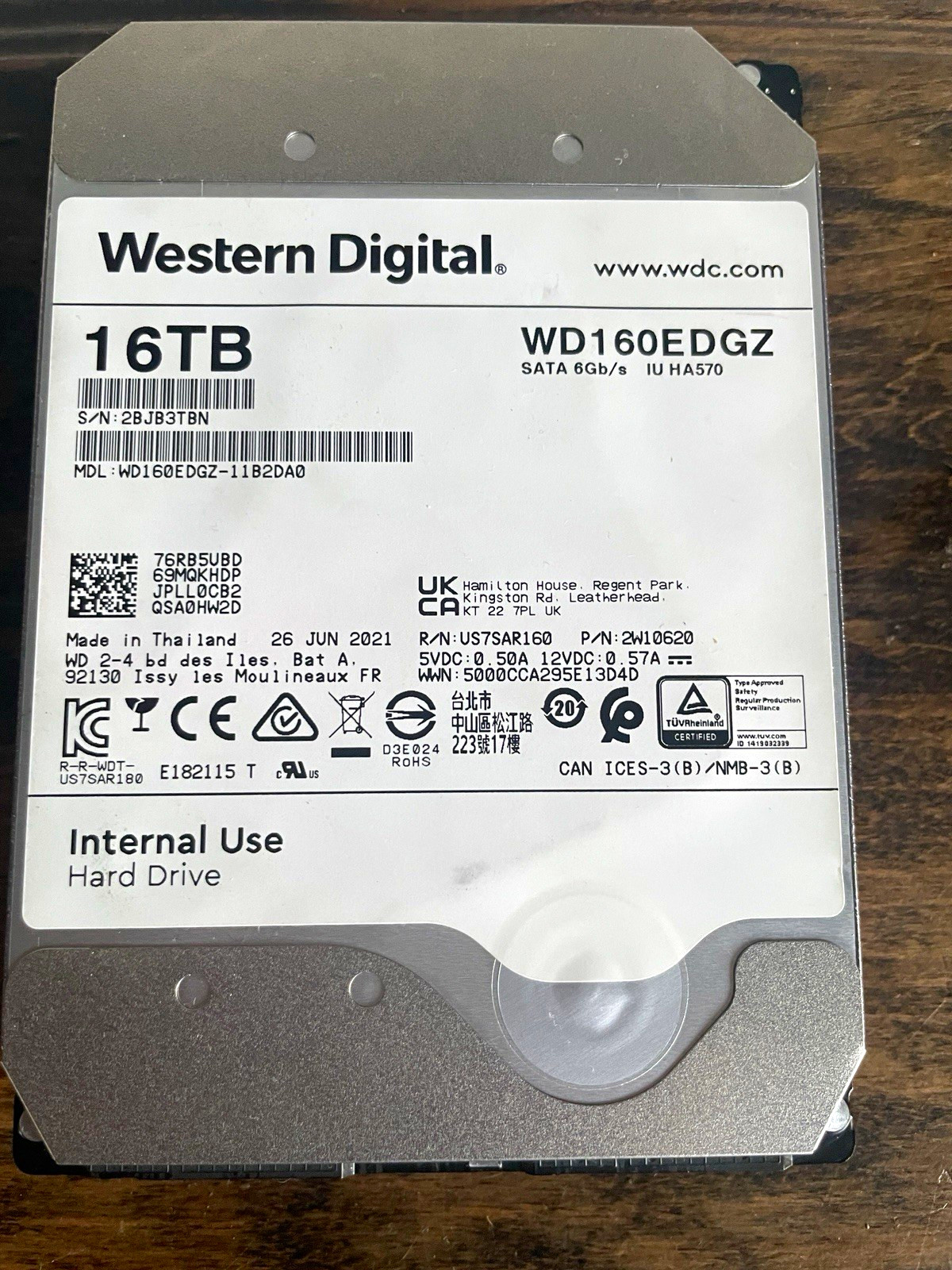 Western Digital Ultrastar 16TB 3.5in SATA III 5700RPM HDD WD160EDGZ
