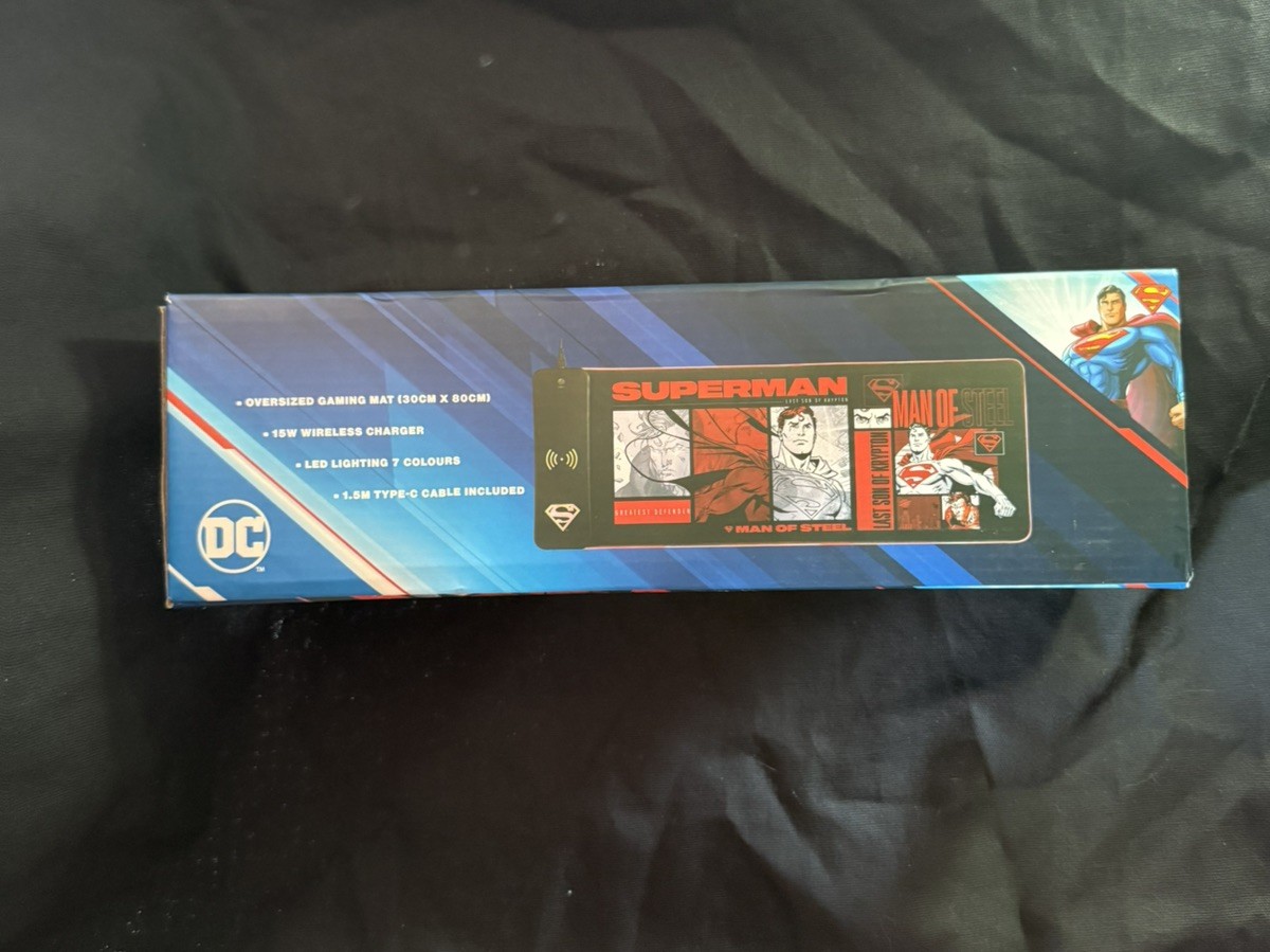 DC Superman RGB Gaming Mouse Pad XL - 15W Wireless Charger Mat  | NIB