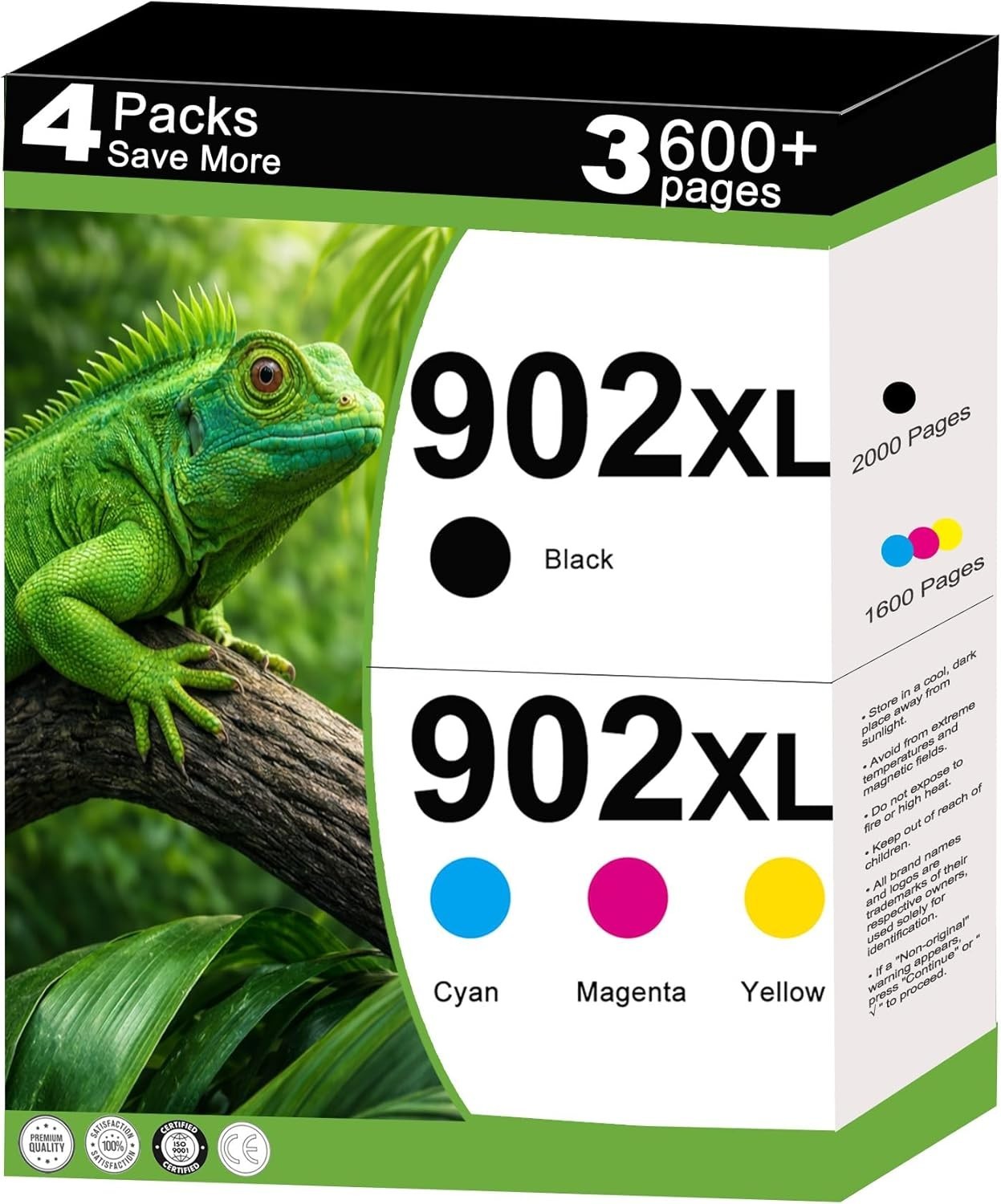 KUF K3C-G 902XL Ink Cartridges for HP Officejet & Pro Series Printers (4-Pack)