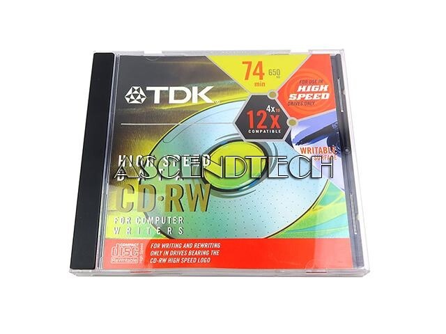 LOT OF 5 TDK 650MB 74 MIN 12X HIGH SPEED DATA CD-RW REWRITABLE DISC CD-RW74HSCM