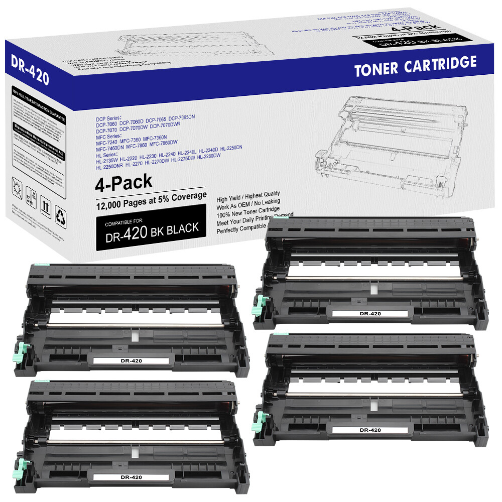 4PK DR420 DR-420 BK Drum Unit Compatible with Brother HL-2270DW MFC-7460 HL-2240