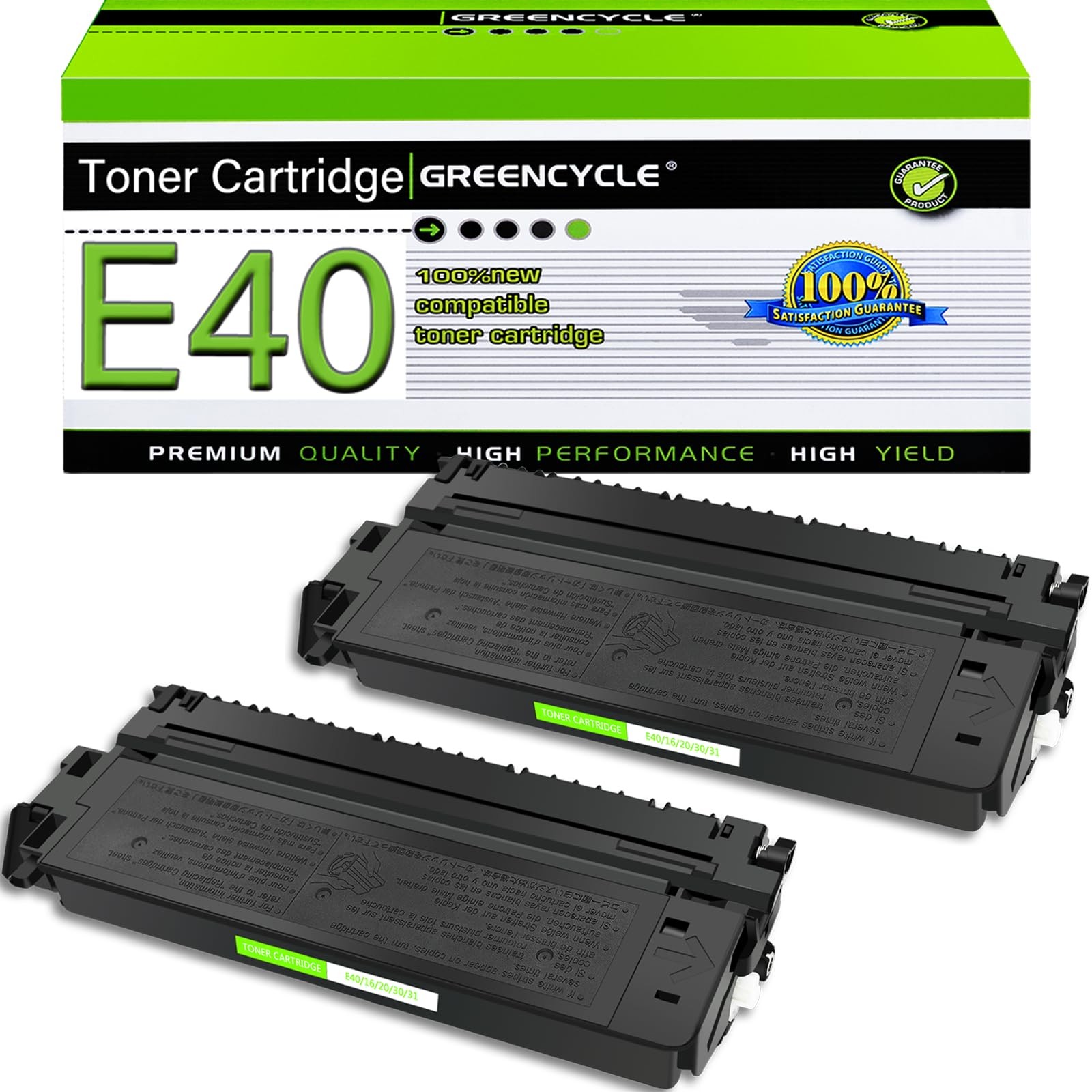 greencycle 2 Pack E40 Black Toner Cartridge 1491A002AA
