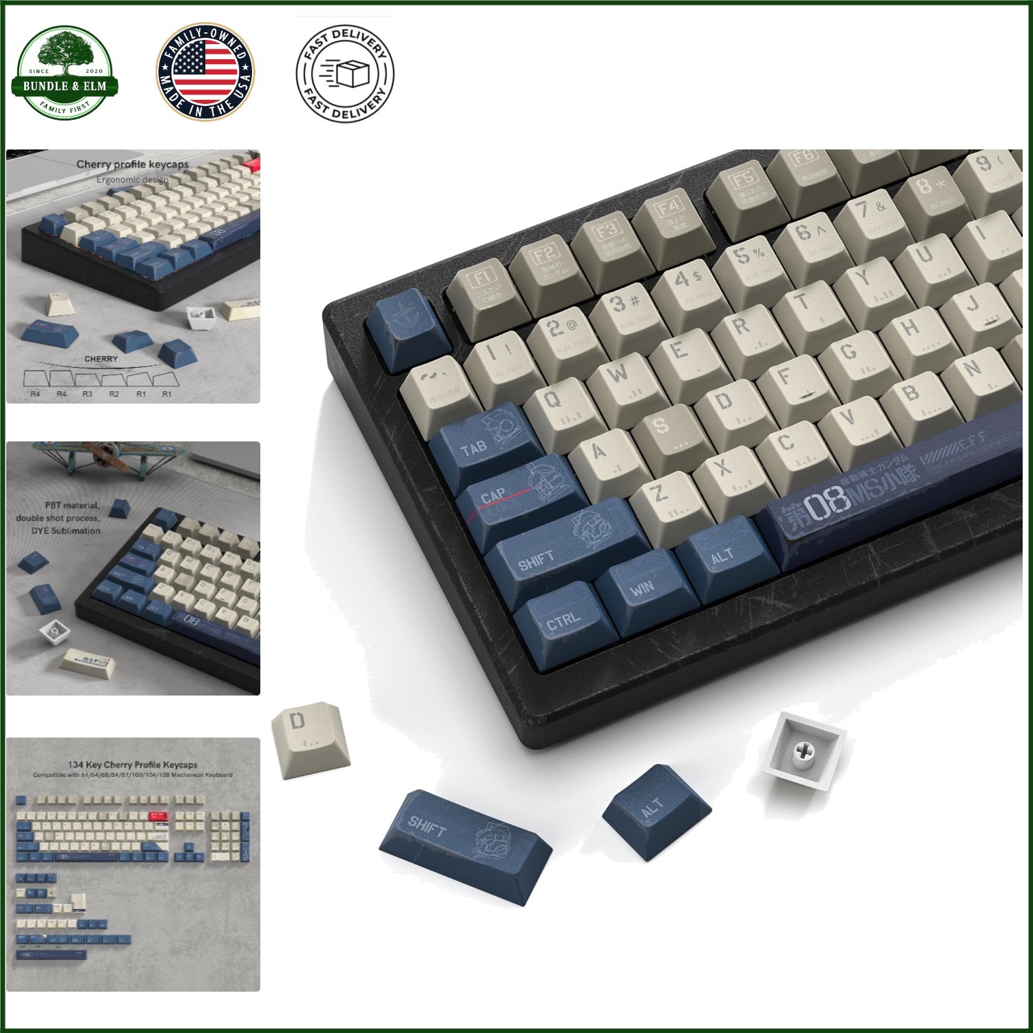 134-Key Retro Comic Keycaps Set with Clear Legends for Mechanical Keyboards