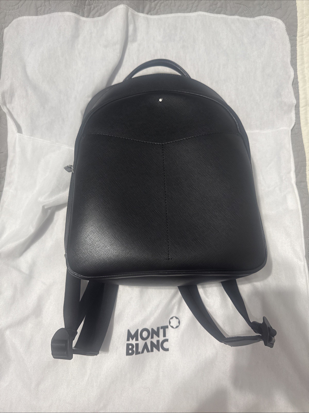 Montblanc Sartorial Black Leather Medium 3 Compartment Backpack #130098. LAST