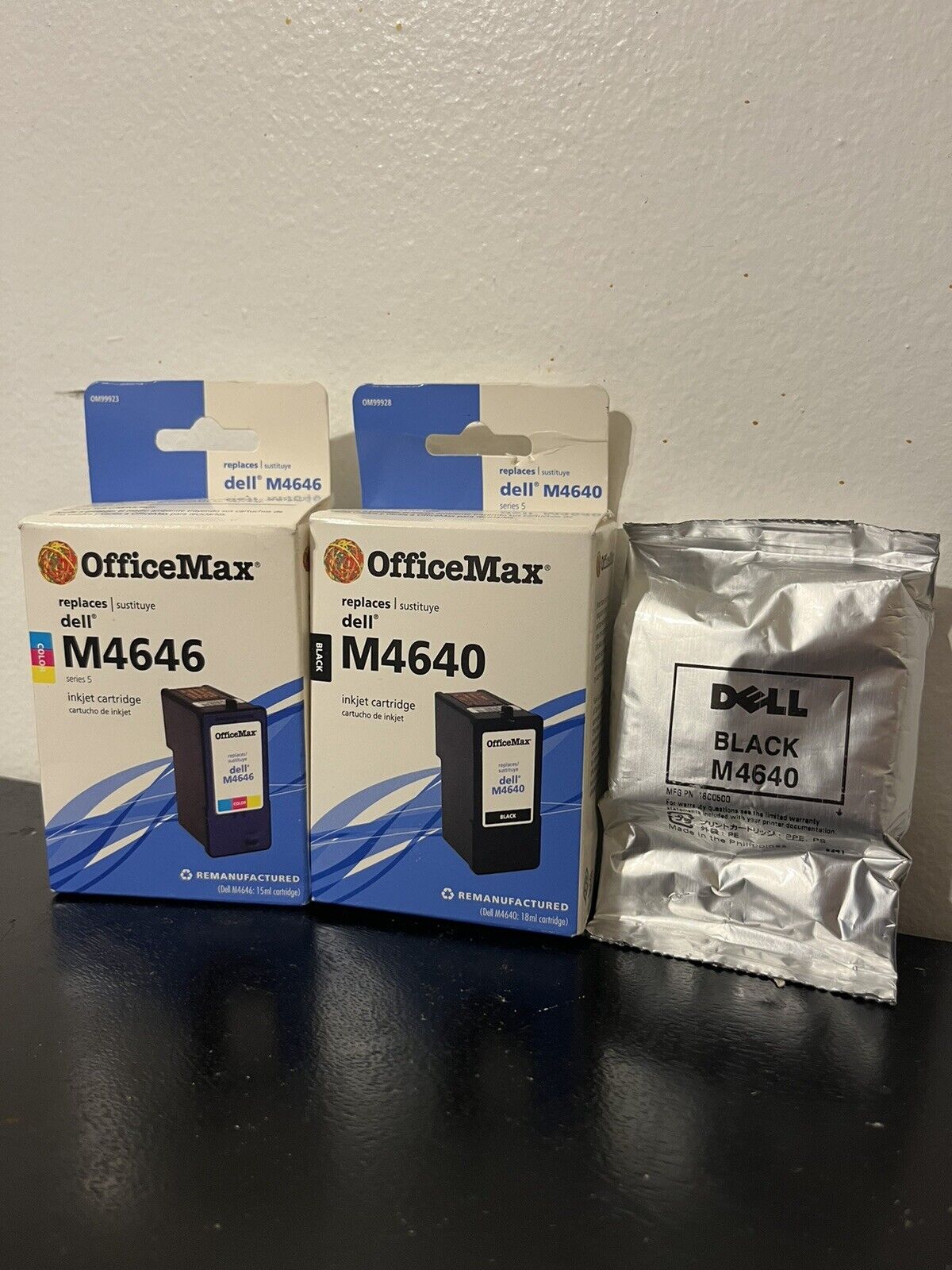 Office Max Dell Series 5 M4640 2 Black, M4646 1 Color High Yield Ink Cartridges