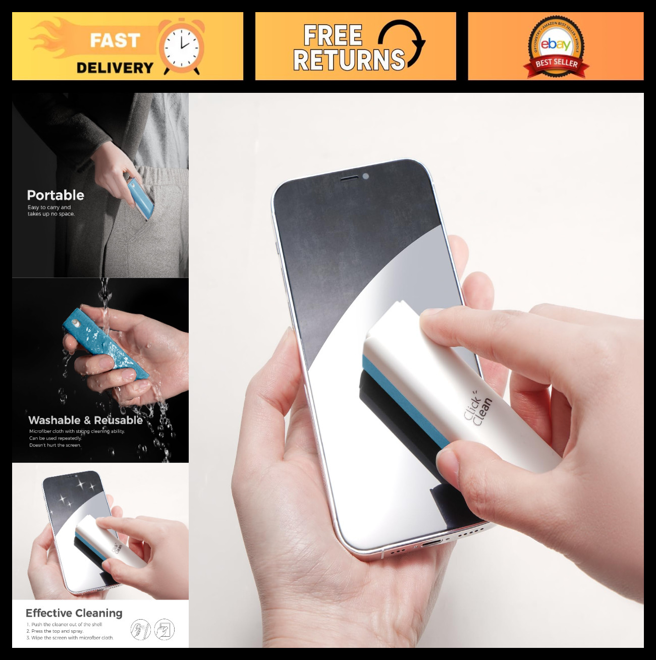 2-in-1 Screen Cleaner Spray & Phone Stand Case | Streak-Free, Gentle Formula for