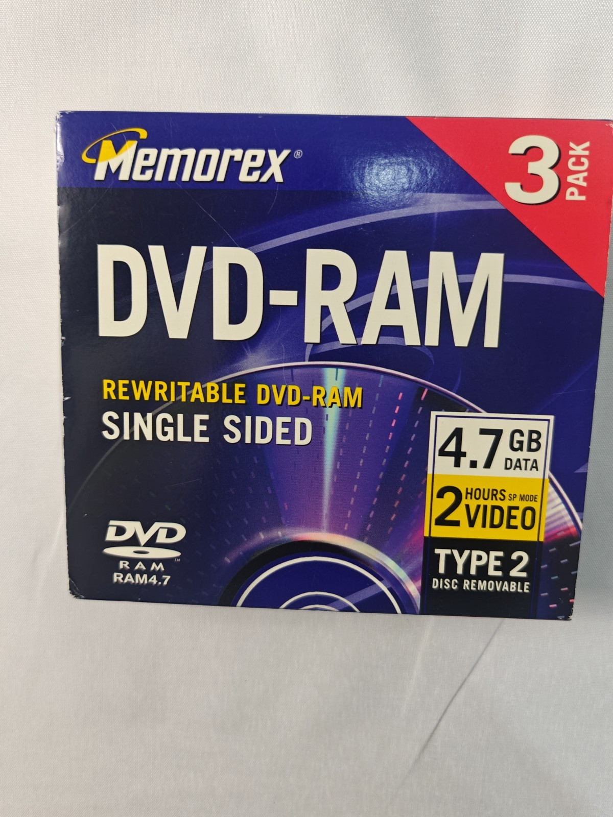 Memorex DVD-RAM 4.7GB Rewritable Single-Sided Type 2 Discs 3-Pack